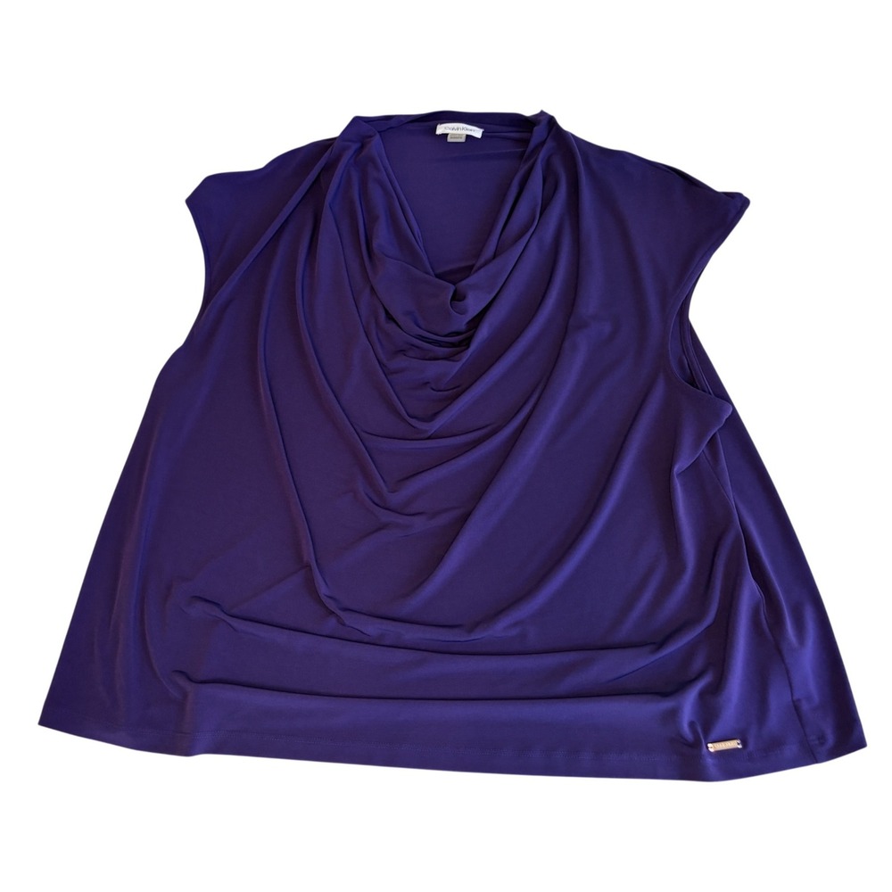 Calvin Klein Sleeveless Cowl Neck Top in Purple